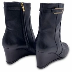 Salvatore Ferragamo Black Leather Wedges Ankle Boots Shoes Size 6.5 C -winter shoes Sales 2023 768610 3