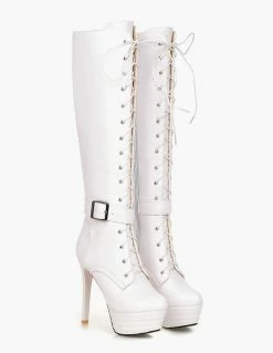 Platform Knee High Boots Womens Patent Lace Up Round Toe Stiletto Heel Winter Boots -winter shoes Sales 2023 77559a94 4b4e 4481 8085 061fdd211346