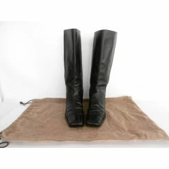 Hermès Low Heel Leather Boots Black -winter shoes Sales 2023 77852 5