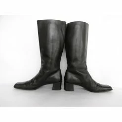 Hermès Low Heel Leather Boots Black -winter shoes Sales 2023 77852 7