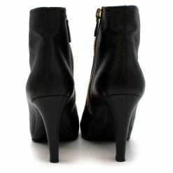 Chanel Black Leather Pearl Heel Ankle Boots -winter shoes Sales 2023 785767 3