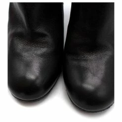 Chanel Black Leather Pearl Heel Ankle Boots -winter shoes Sales 2023 785767 9