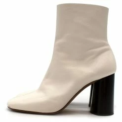 Celine Céline White Leather Circle Ankle Boots -winter shoes Sales 2023 785807 3