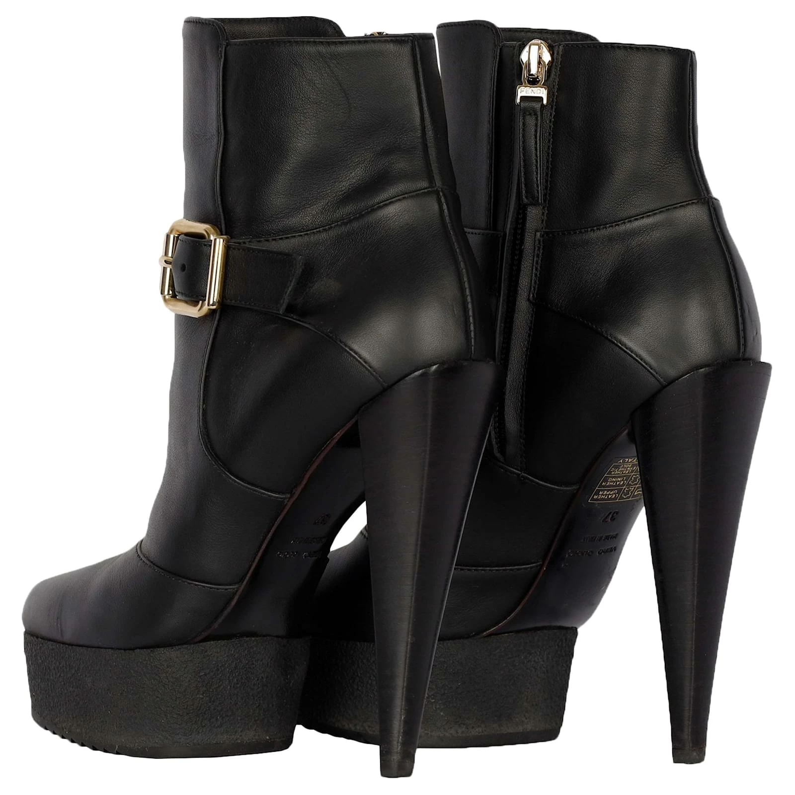 Fendi Black Leather Ankle Boots With Heels 3 Fendi Black Leather Ankle Boots With Heels - Image 3