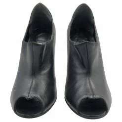 Manolo Blahnik Ankle Boots In Black Leather With Silver Pearl Heals -winter shoes Sales 2023 788548 3