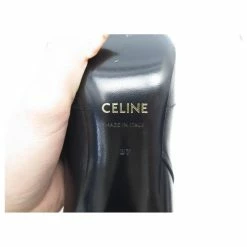 Céline NEW CELINE SHOES TRIANGLE ANKLE BOOTS WITH HEELS 37 BLACK LEATHER BOOTS SHOES -winter shoes Sales 2023 791478 3