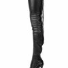 Thigh High Boots High Heel Women's Black Leather Back Zipper Sexy Boots Over The Knee Party Shoes
