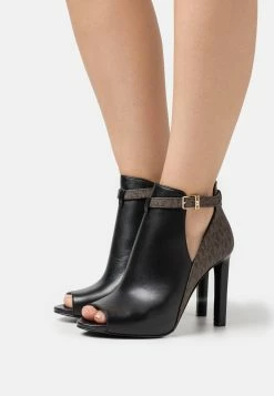 MICHAEL Michael Kors Lawson Open Toe - High Heeled Ankle Boots - Black/Brown