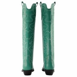 Western Boots - Ganni - Green - Leather -winter shoes Sales 2023 818377 3