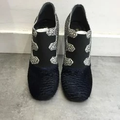 FENDI Ankle Boots T.eu 38 Leather Navy Blue -winter shoes Sales 2023 822542 3