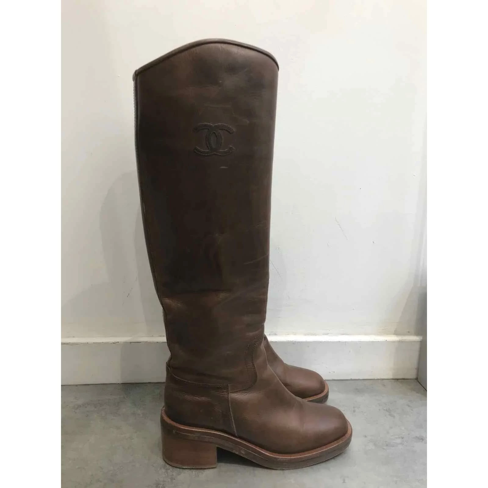 CHANEL Boots T.eu 37.5 Leather Brown 2 CHANEL Boots T.eu 37.5 Leather Brown - Image 2