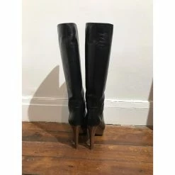 SERGIO ROSSI Boots T.eu 37.5 Leather Black -winter shoes Sales 2023 826149 3