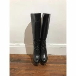 SERGIO ROSSI Boots T.eu 37.5 Leather Black -winter shoes Sales 2023 826149 4