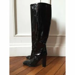 BOTTEGA VENETA Boots T.eu 37.5 Patent Leather Black -winter shoes Sales 2023 826183 3