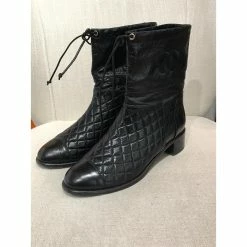 CHANEL Ankle Boots T.eu 39.5 Leather Black -winter shoes Sales 2023 827456 5