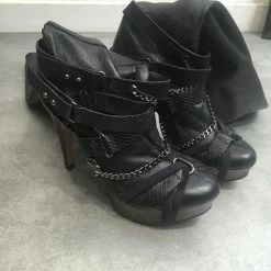 HERVE LEGER Boots T.eu 37.5 Leather Black -winter shoes Sales 2023 827694 3