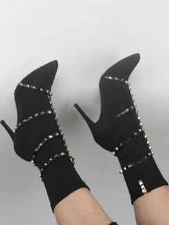 Red Ankle Boots High Heel Booties Pointed Toe Rivets Strappy Stretch Boots -winter shoes Sales 2023 828253bf 83f3 4319 b7f8 65d9810d421f