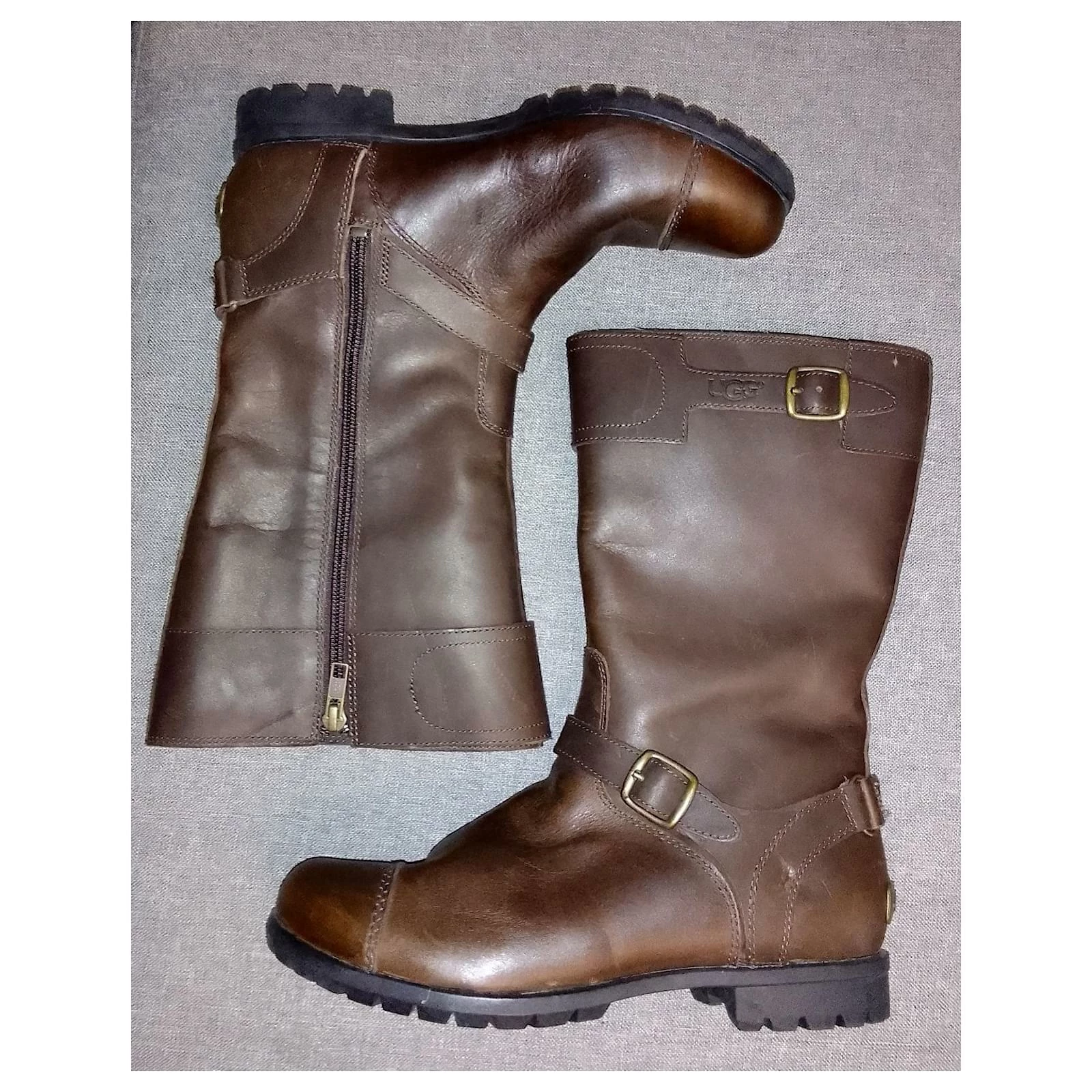 Ugg GERSHWIN Waterproof Zipped Brown Leather Shearling Boots 3 Ugg GERSHWIN Waterproof Zipped Brown Leather Shearling Boots - Image 3