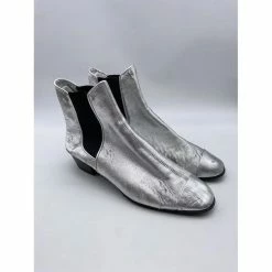 CHANEL Ankle Boots T.eu 39.5 Leather Silvery -winter shoes Sales 2023 836783 4