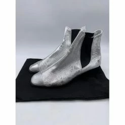 CHANEL Ankle Boots T.eu 39.5 Leather Silvery -winter shoes Sales 2023 836783 7