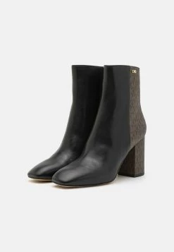 MICHAEL Michael Kors Perla Mid - High Heeled Ankle Boots - Black/Brown -winter shoes Sales 2023 8418dbc540314883a2460dcdd92eab74