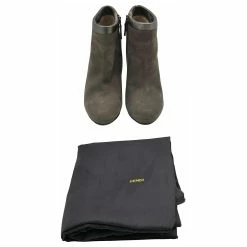 Fendi Dark Grey Ankle Boots With Pewter Leather & Metal Trim -winter shoes Sales 2023 852017 6
