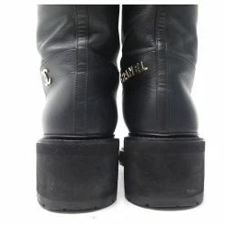 CHANEL SHOES BIKE BOOTS LOGO CC G36749 37 LEATHER RIDERS BOOTS Black -winter shoes Sales 2023 854965 3