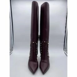 VALENTINO GARAVANI Boots T.eu 37 Leather Dark Red -winter shoes Sales 2023 858028 3