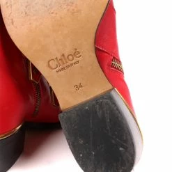 Chloé CHLOE Boots T.eu 34 Leather Red -winter shoes Sales 2023 859704 4