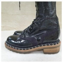 Chanel Paris Salzburg Black Leather Suede Over Knee Boots -winter shoes Sales 2023 861870 3