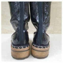 Chanel Paris Salzburg Black Leather Suede Over Knee Boots -winter shoes Sales 2023 861870 8