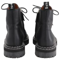 Proenza Schouler Lace Up Ankle Boots In Calfskin Leather Black -winter shoes Sales 2023 862114 4