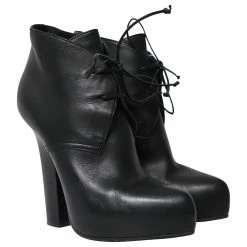 Bottega Veneta Lace Up Platform Ankle Boots In Black Leather -winter shoes Sales 2023 862253 3