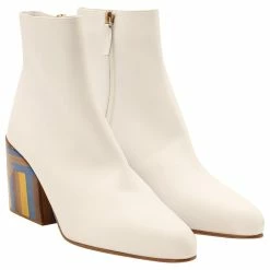 Gabriela Hearst Ankle Boots With Multicolor Heels In White Leather -winter shoes Sales 2023 863450 3