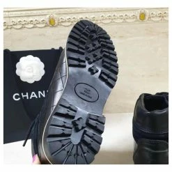 Chanel Black Leather Lace Up Boots -winter shoes Sales 2023 864707 6