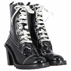 Acne Studios Laced-Up Combat Boots In Black Patent Leather -winter shoes Sales 2023 868663 3