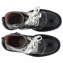 Acne Studios Laced-Up Combat Boots In Black Patent Leather -winter shoes Sales 2023 868663 5