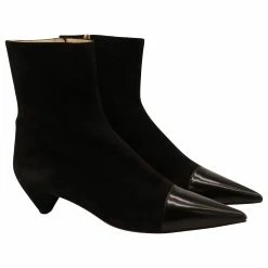 Tod's Pointed Toe Cap Ankle Boots In Black Suede And Leather -winter shoes Sales 2023 868700 3