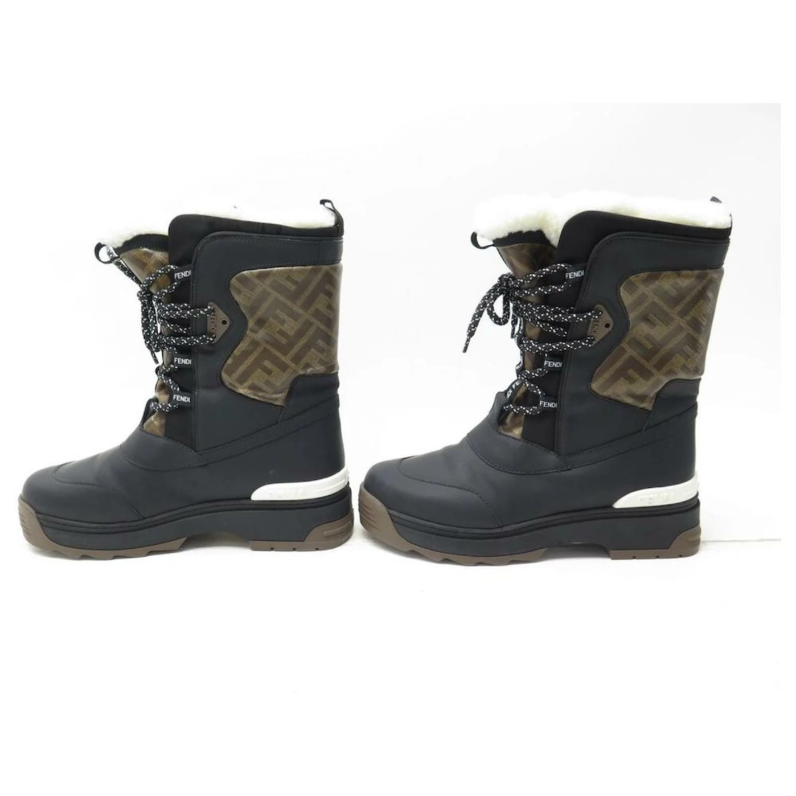 FENDI SHOES BOOTS T-REX ZUCCA CANVAS & LEATHER 40 IT 41 EN SNOW BOOTS 2 FENDI SHOES BOOTS T-REX ZUCCA CANVAS & LEATHER 40 IT 41 EN SNOW BOOTS - Image 2