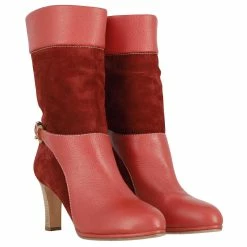 Chloé Chloe Buckled High Heel Boots In Red Leather -winter shoes Sales 2023 871178 6