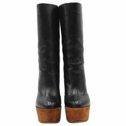 Céline Celine Wedge Boots In Black Leather -winter shoes Sales 2023 871225 3