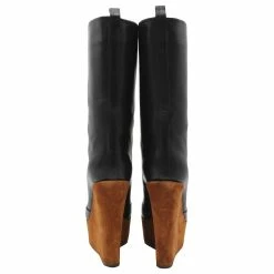 Céline Celine Wedge Boots In Black Leather -winter shoes Sales 2023 871225 4