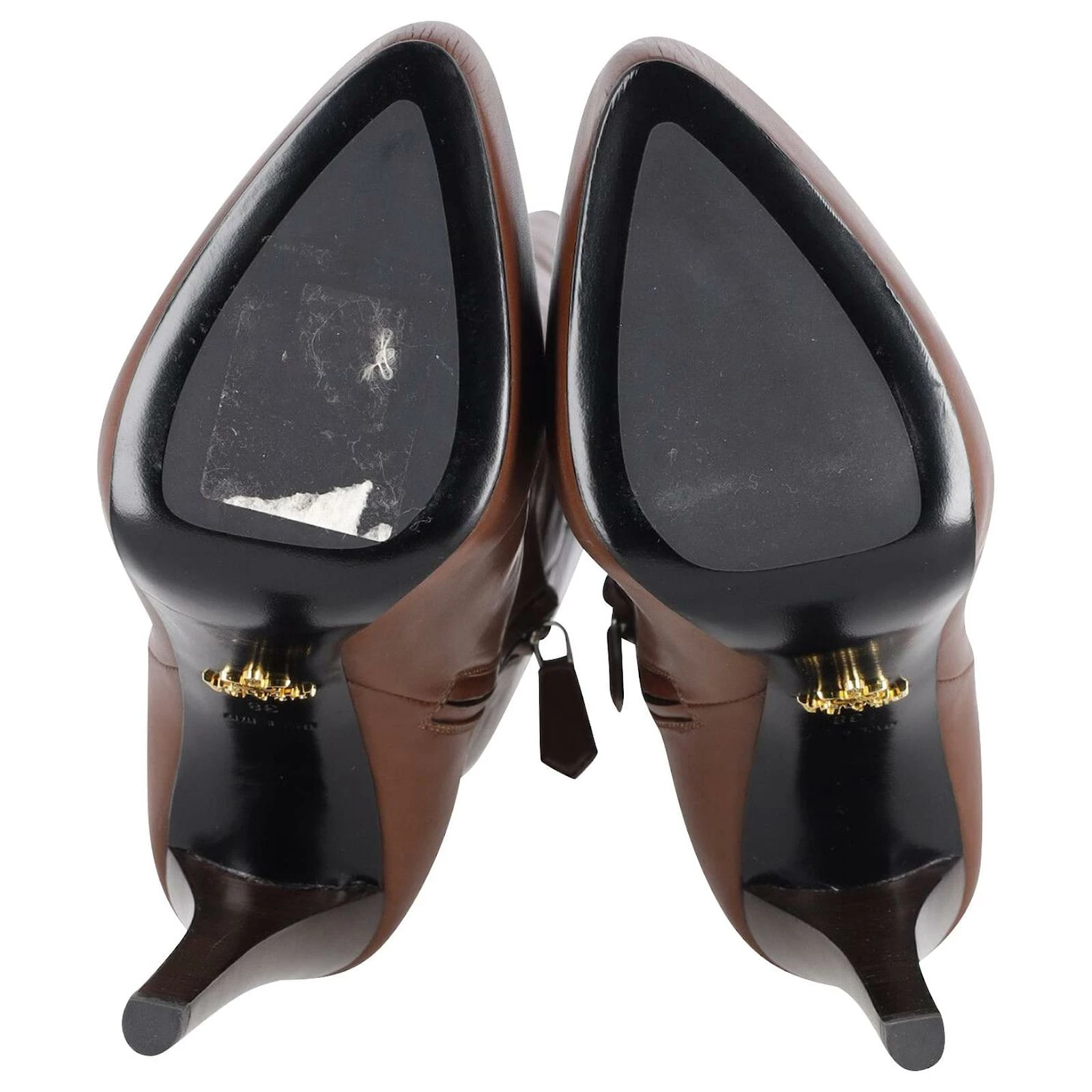 Prada Platform High Heel Boots In Brown Leather 7 Prada Platform High Heel Boots In Brown Leather - Image 7