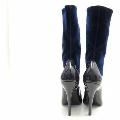 NEW BALENCIAGA SHOES KNIFE ANKLE BOOTS 38 BLUE LEATHER AND CANVAS SOCK BOOTS Navy Blue -winter shoes Sales 2023 875154 3