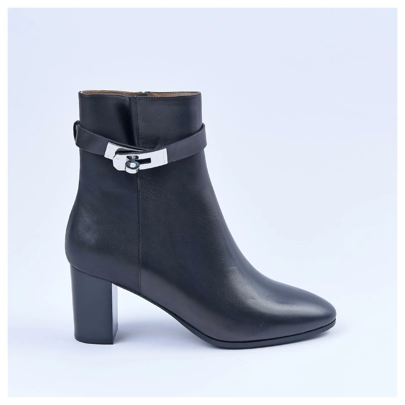 Kelly Hermès HERMES Ankle Boots T.EU 37 Leather Black 2 Kelly Hermès HERMES Ankle Boots T.EU 37 Leather Black - Image 2