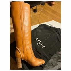 Céline CELINE LEATHER RIDING BOOTS Caramel -winter shoes Sales 2023 877779 3