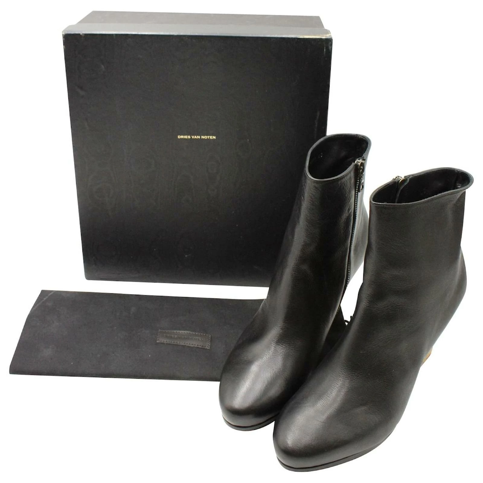 Dries Van Noten Ankle Boots In Black Leather 2 Dries Van Noten Ankle Boots In Black Leather - Image 2