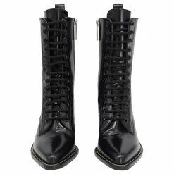 Chloé Chloe Lace-Up Pointed Mid-Calf Boots In Black Leather -winter shoes Sales 2023 880226 3