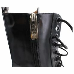 Chloé Chloe Lace-Up Pointed Mid-Calf Boots In Black Leather -winter shoes Sales 2023 880226 8