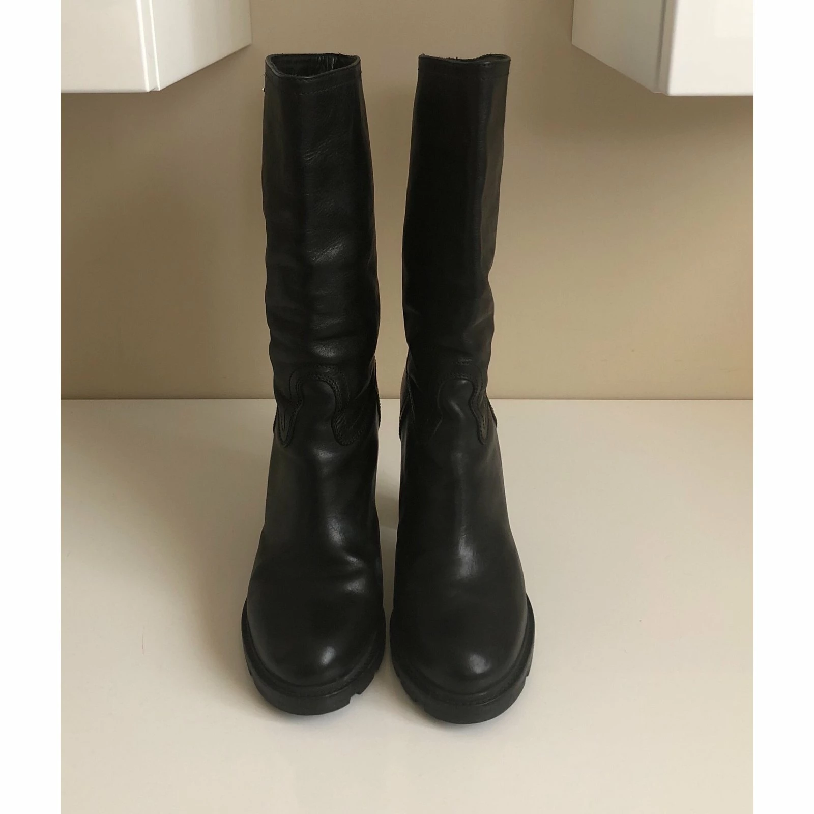 Jil Sander Leather Biker Boots Black 2 Jil Sander Leather Biker Boots Black - Image 2